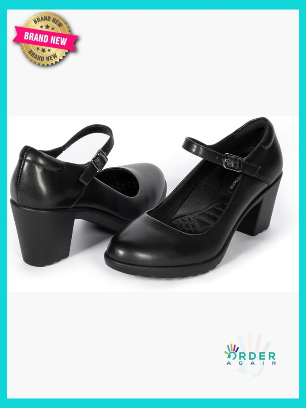 Chunky Block Heel Pumps with Arch Support Cushioned Memory Foam Insole Round Toe